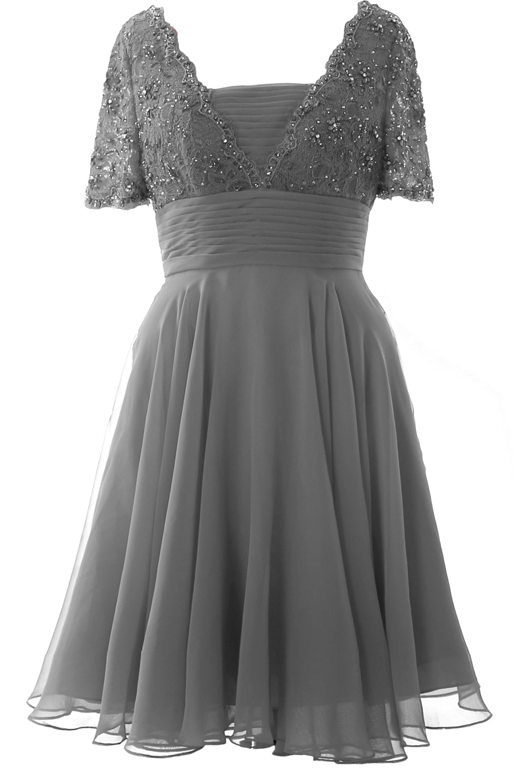 MACloth Damen Kleid für die Brautmutter, kurze Ärmel, Spitze, für Hochzeit, Party, formelles Kleid