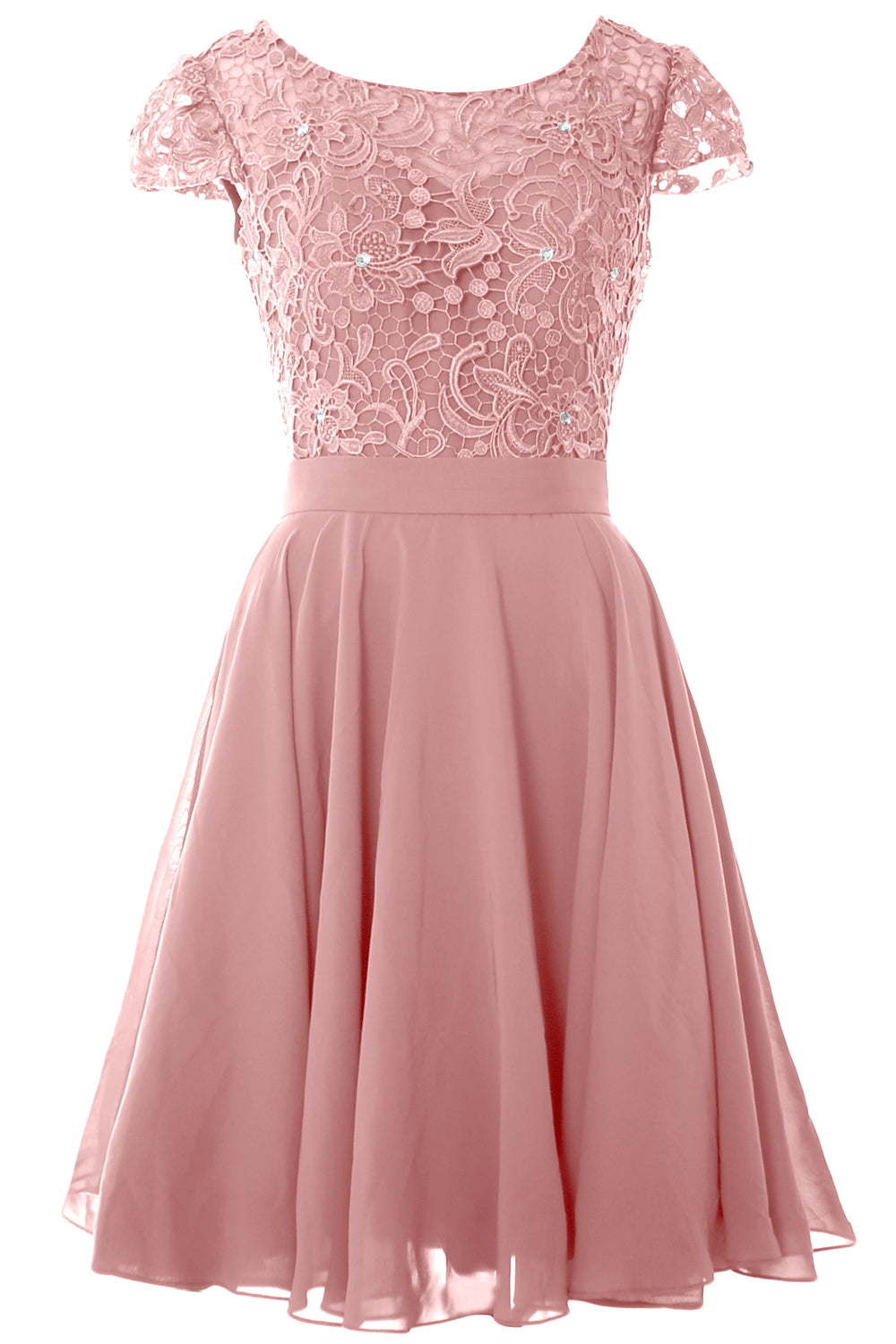 MACloth Women Short Cap Sleeve Lace Wedding Bridesmaid Mother Dresses Homecoming