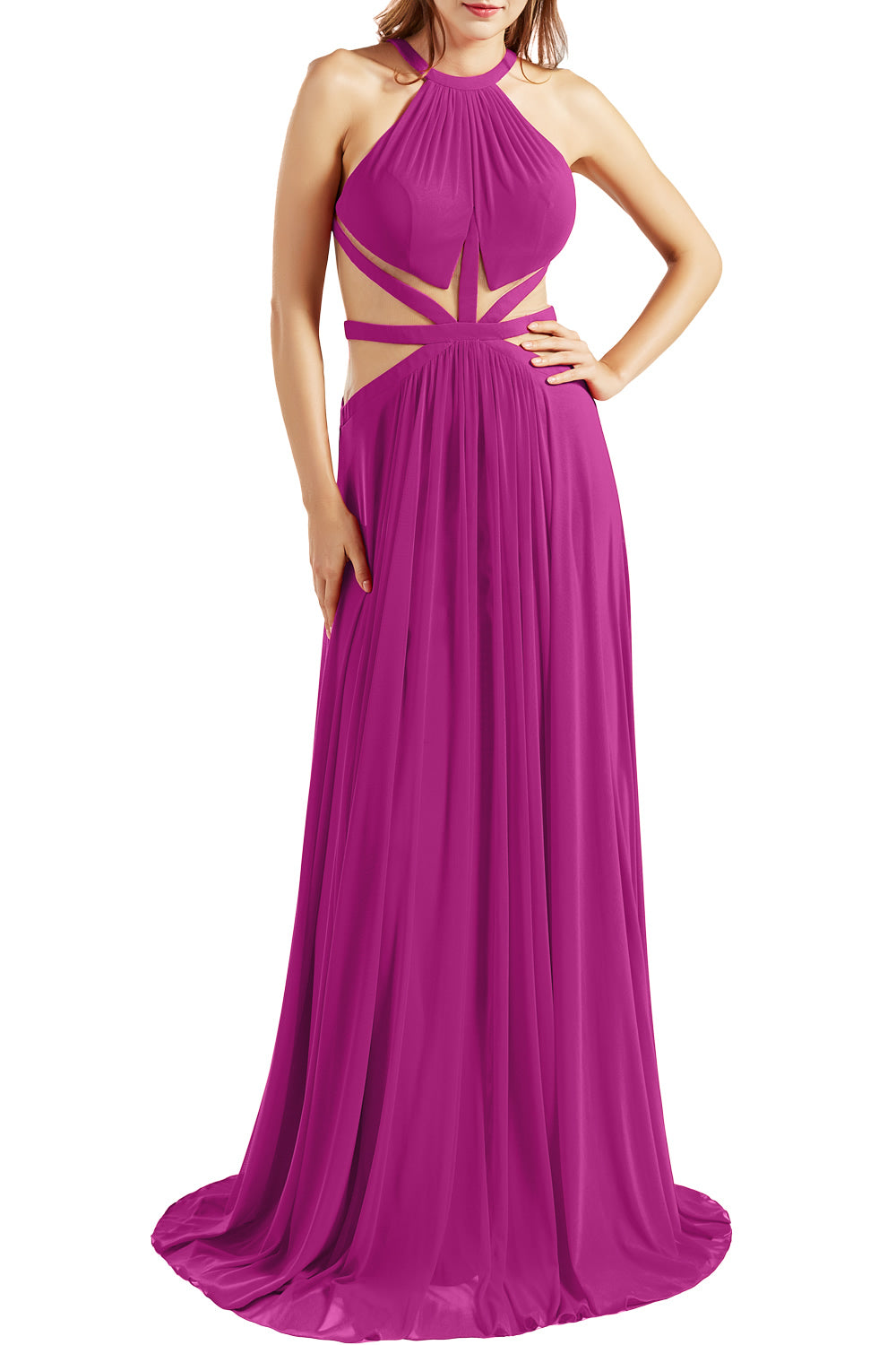 MACloth Damen Neckholder-Ballkleid mit Ausschnitt, formelles Abendkleid für Hochzeit, Party, Ballkleid