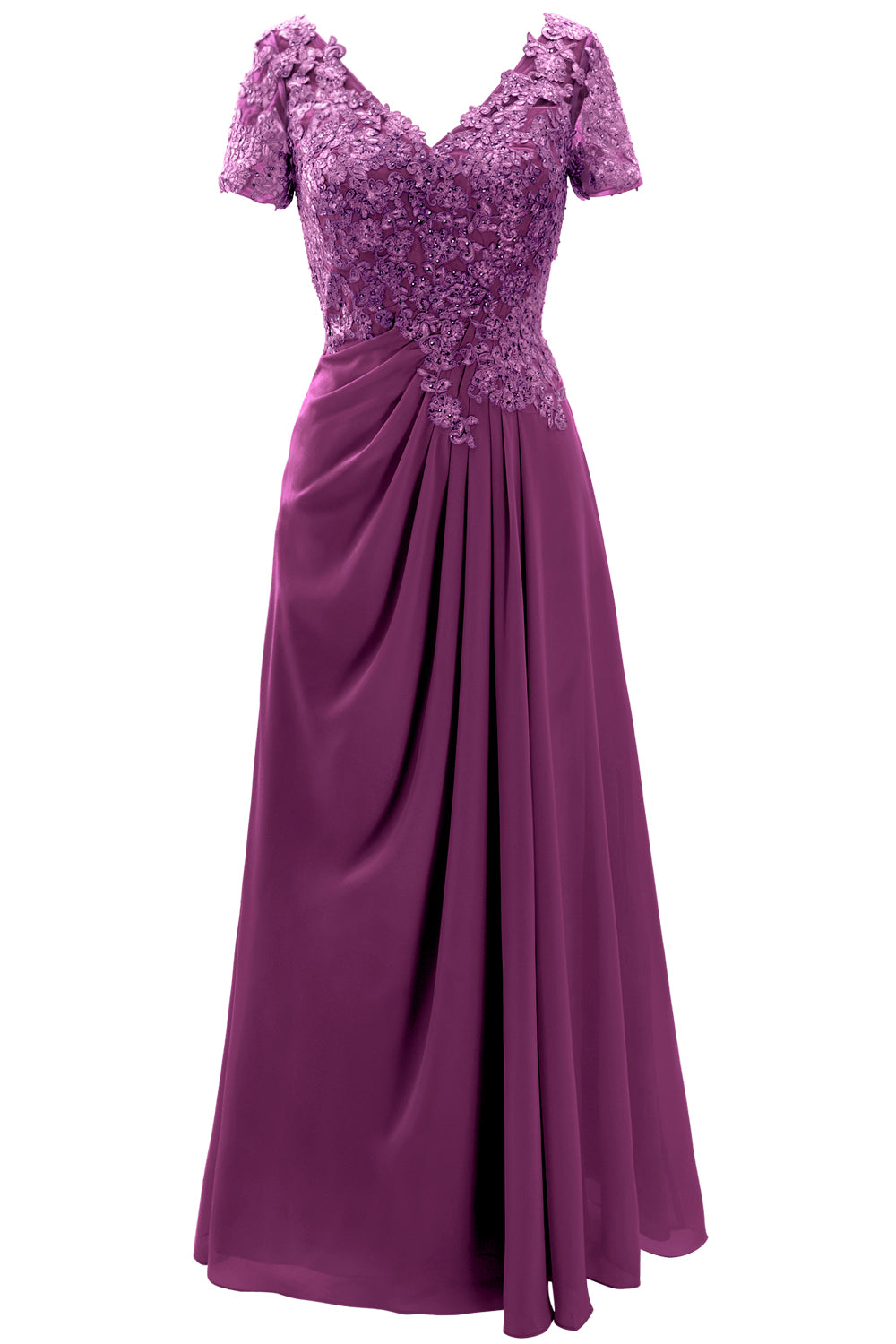 MACloth Damen Kleider für die Brautmutter, kurzärmlig, Spitze, für Hochzeit, Abendkleid