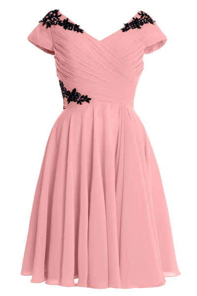 MACloth Women Mother of Bride Groom Dresses Short Cap Sleeve Bridesmaid BD MoH