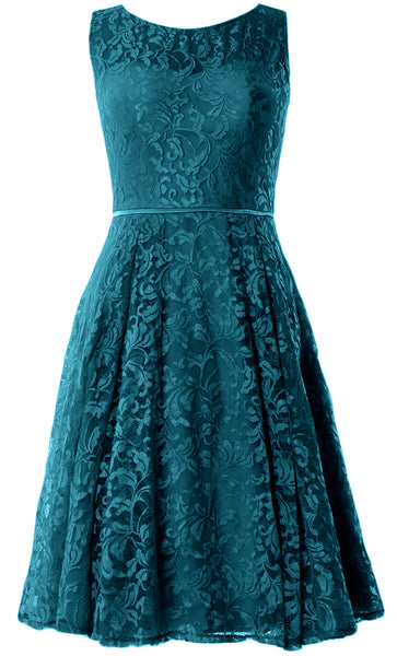 MACloth Women Lace Cocktail Dresses Vintage Short Wedding Party Guest Mother