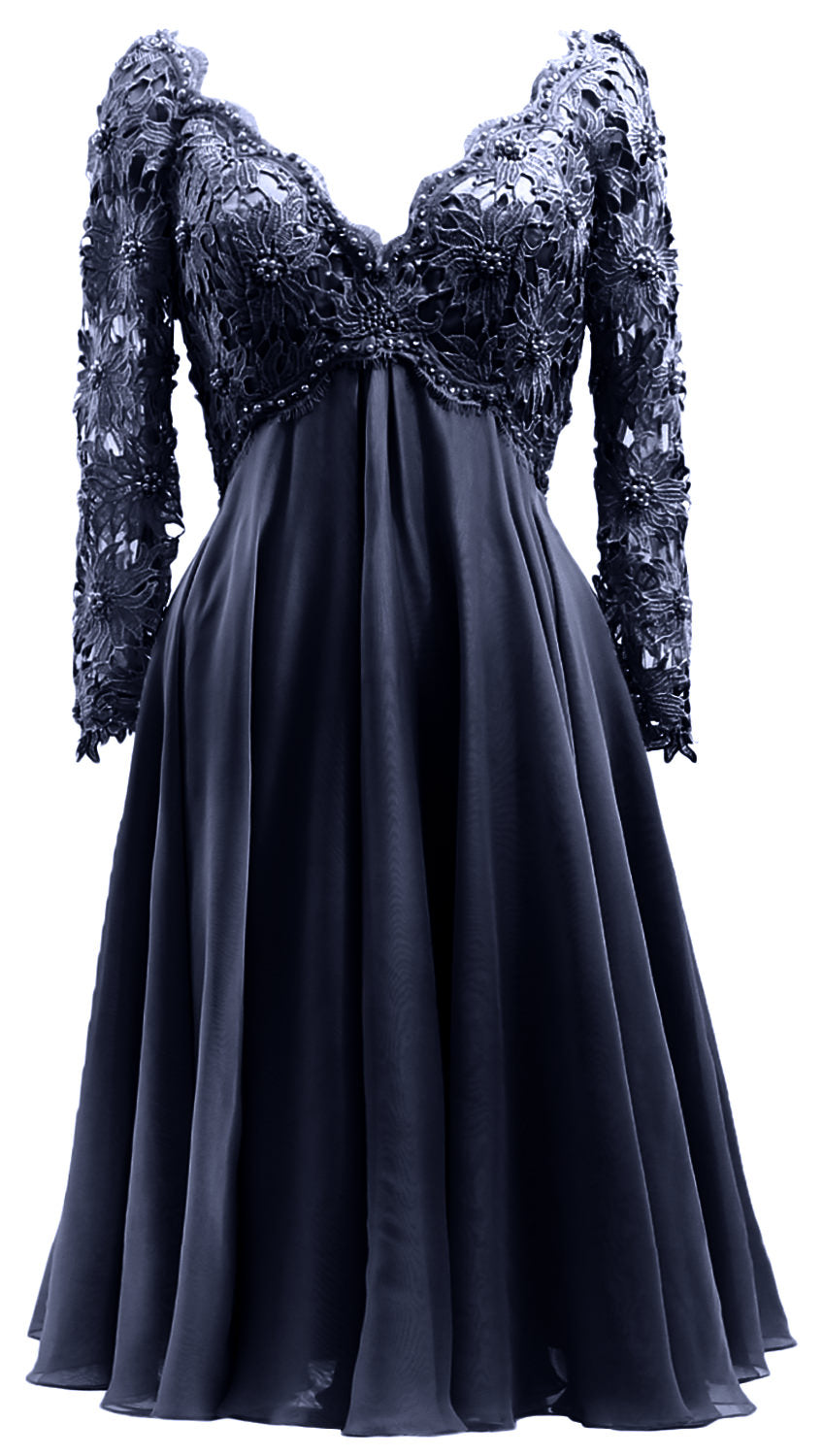 MACloth Damen Lange Ärmel Kurze Mutter Braut Kleider V Ausschnitt Cocktail Party