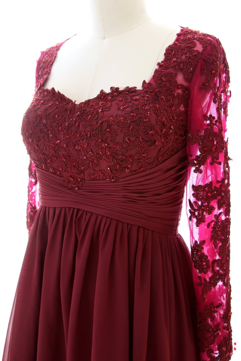 MACloth Damen Kleider für die Brautmutter, Spitze, formelles Abendkleid mit Ärmeln