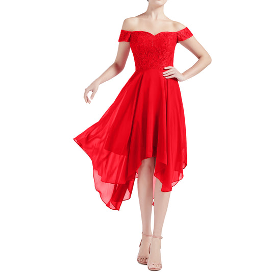 MACloth Vestidos de dama de honor para boda con cuentas y encaje y hombros descubiertos para mujer