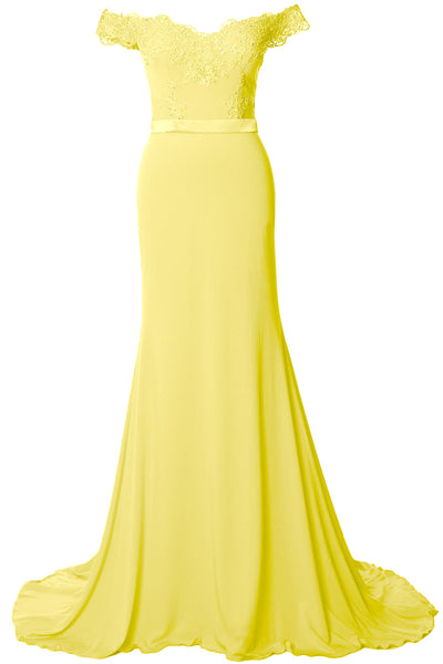 MACloth Women Prom Dresses Mermaid Off the Shoulder Lace Formal Evening Gown