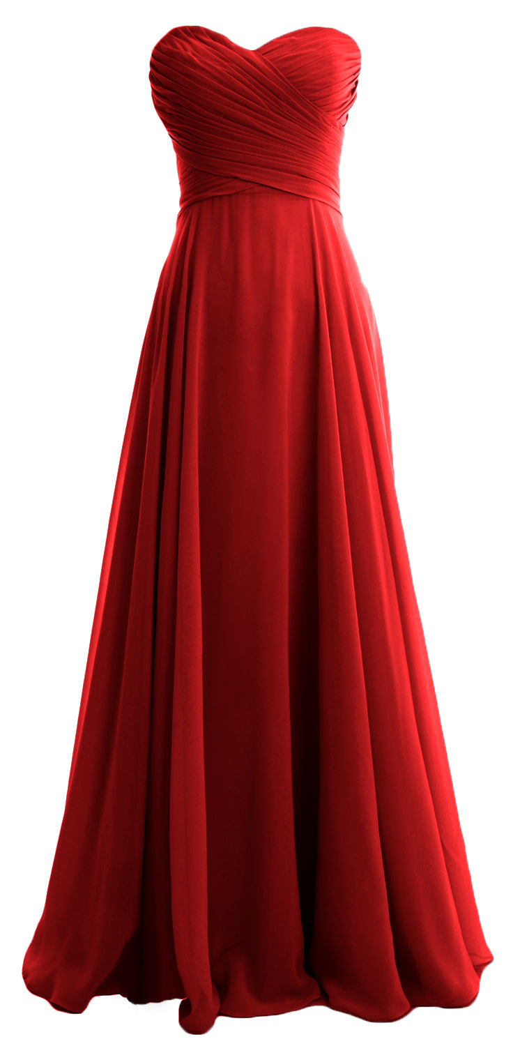 MACloth Women Sweetheart Chiffon A Line Long Bridesmaid Dresses Wedding Maxi
