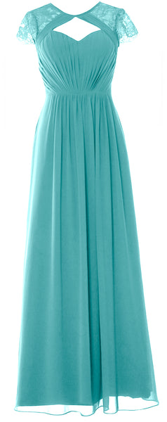 MACloth Elegant Cap Sleeves Long Bridesmaid Dress 2018 Evening Formal Gown