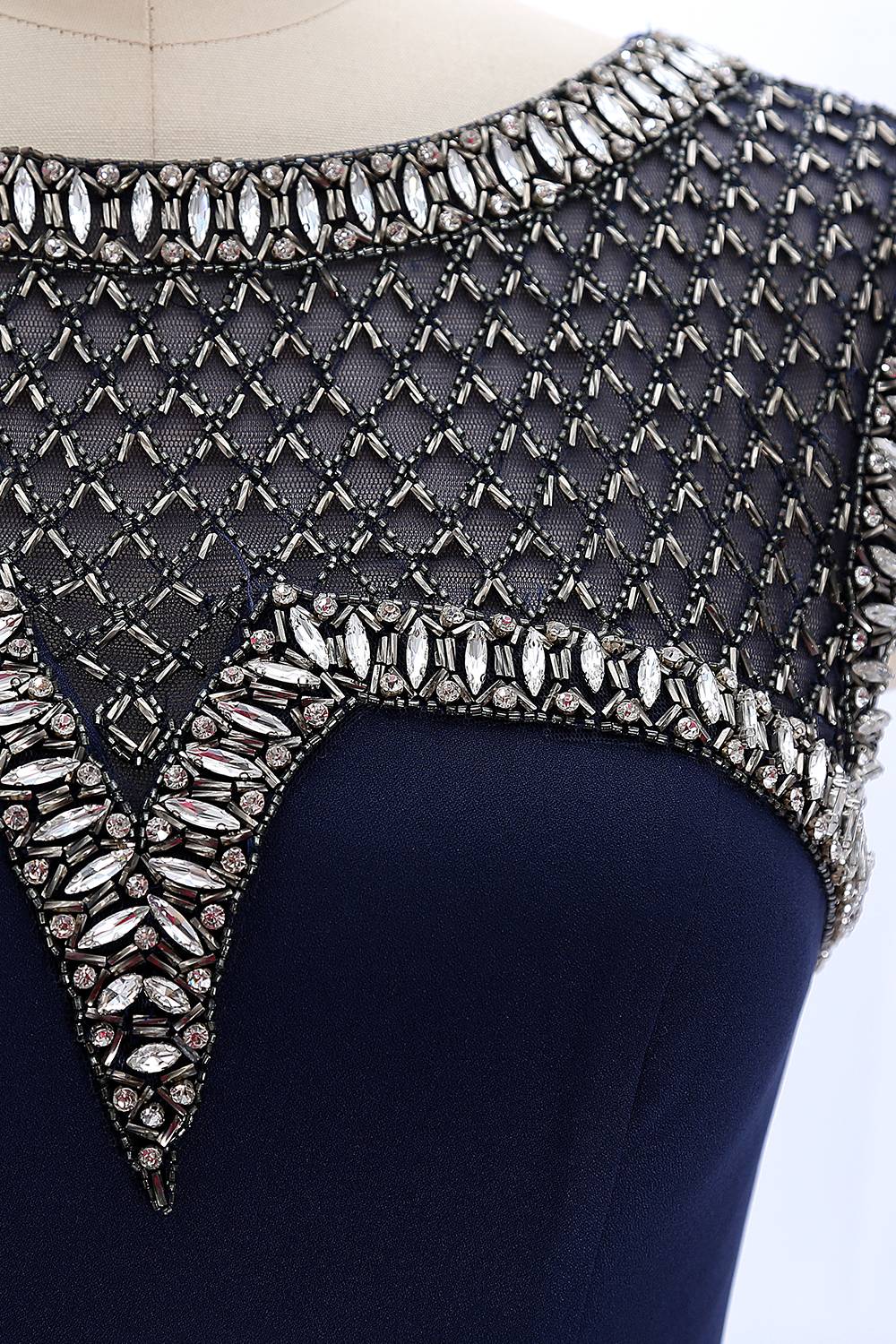 Vestido de noche formal para madre de la novia con cuentas y mangas cortas de MACloth para mujer