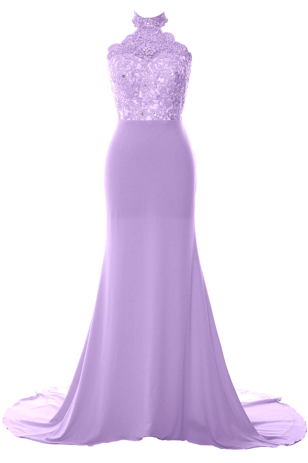 MACloth Women Prom Dresses Mermaid Sleeveless Lace Evening Party Formal Gown