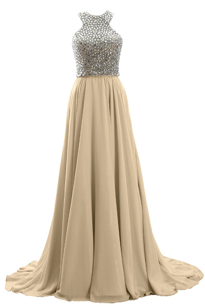 MACloth Women Two Piece Beaded Formal Evening Gown 2019 Chiffon Long Prom Dress