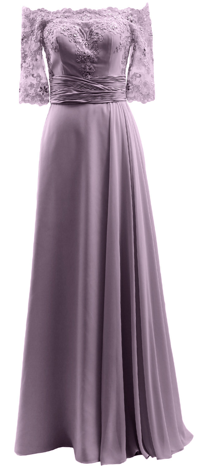 MACloth Damen-Kleid für die Brautmutter, schulterfrei, Spitze, lang, formelles Abendkleid