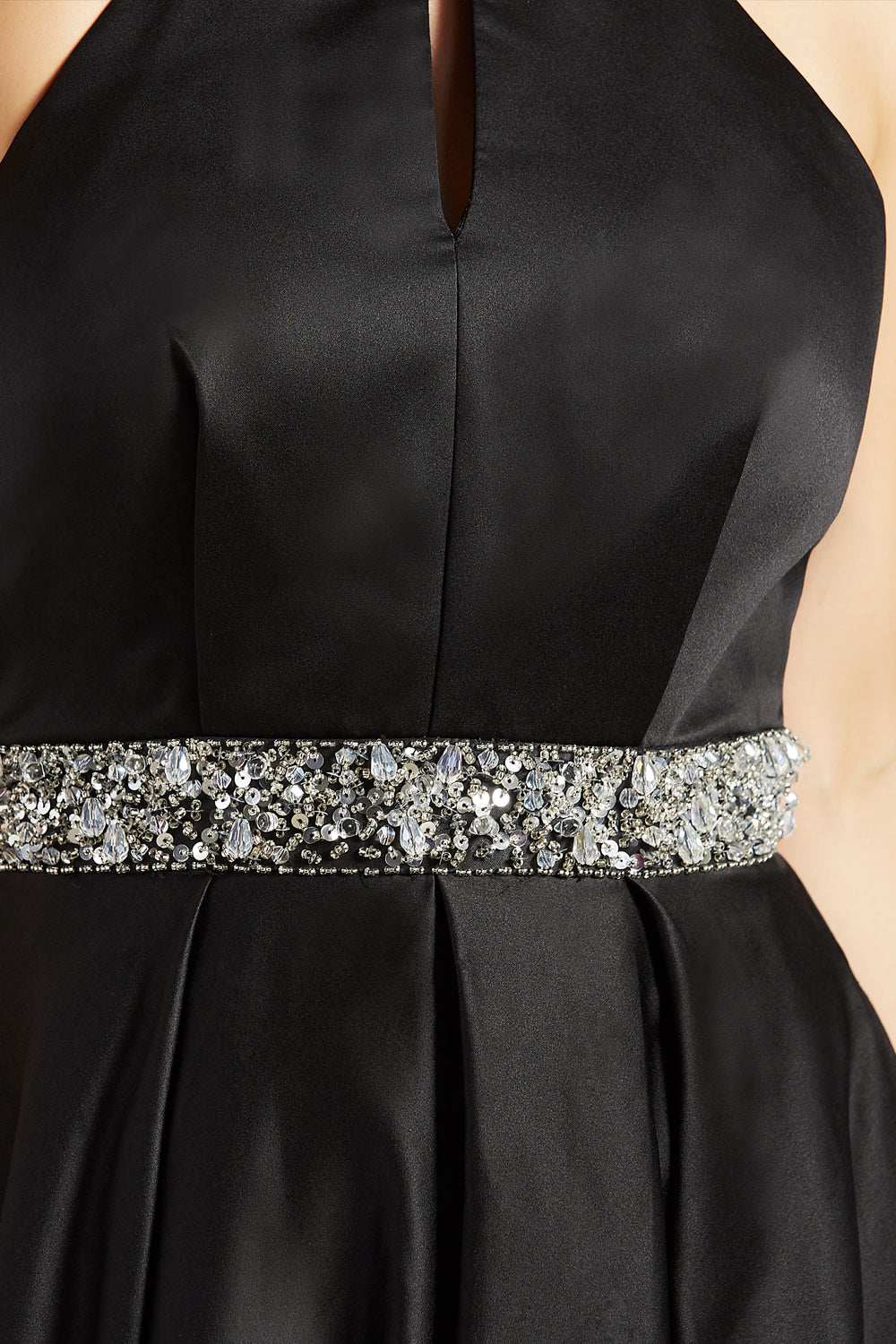 MACloth Women Satin Prom Dresses with Pockets Halter Long Formal Evening Gown