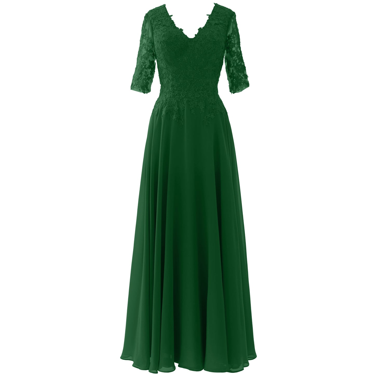 MACloth Vestido largo maxi para madre de la novia, manga corta, encaje, escote en V, vestido de noche