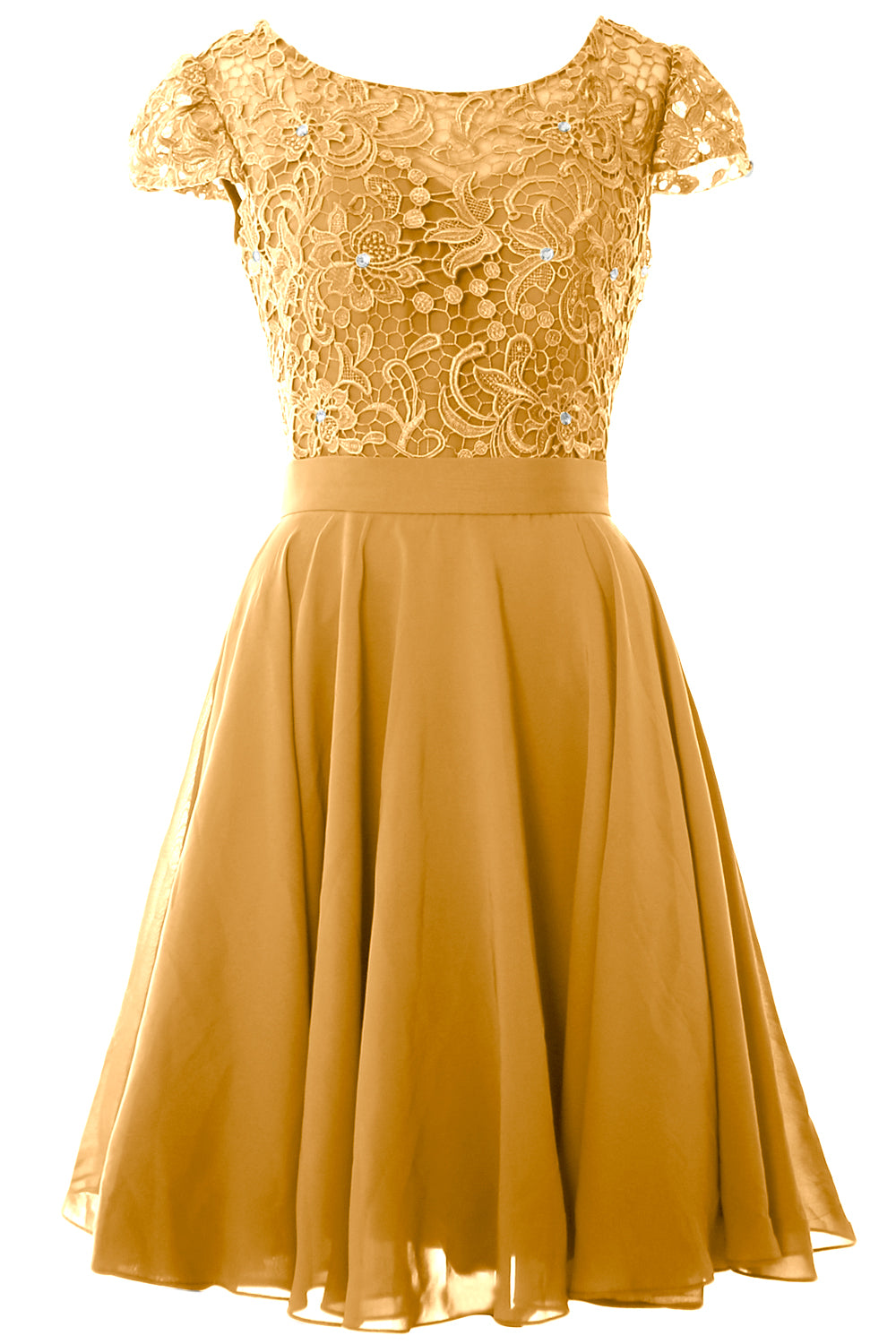 MACloth Women Short Cap Sleeve Lace Wedding Bridesmaid Mother Dresses Homecoming