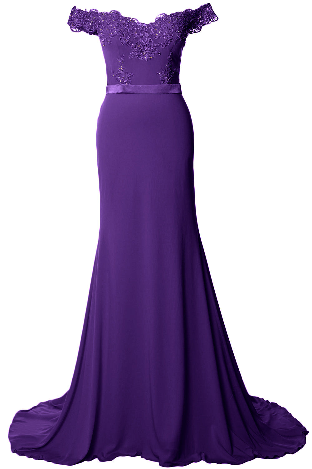 MACloth Women Prom Dresses Mermaid Off the Shoulder Lace Formal Evening Gown