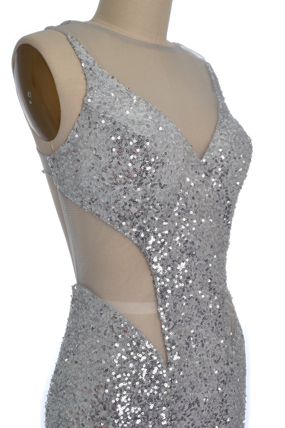 MACloth Wunderschönes Meerjungfrau-Kleid mit Ausschnitten und Pailletten, lang, für Abschlussball, Party, Abendkleid