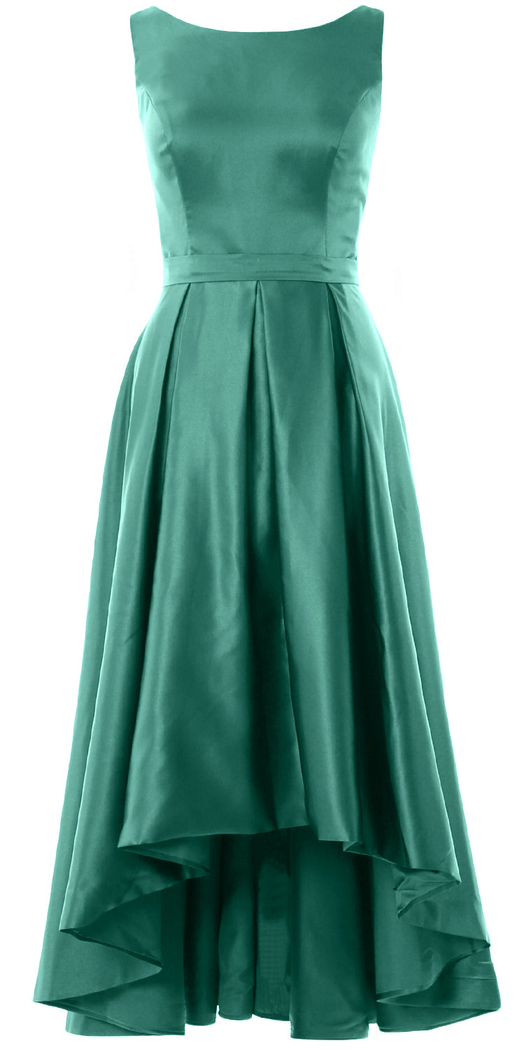 MACloth Hi-Lo Brautjungfernkleider Ärmellos Cocktail Hochzeit Party Abendkleid