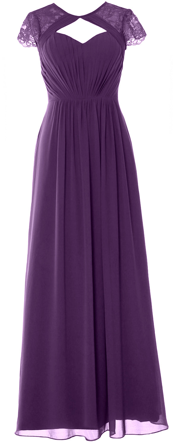 Vestido de dama de honor largo con mangas cortas elegante MACloth 2018 Vestido formal de noche