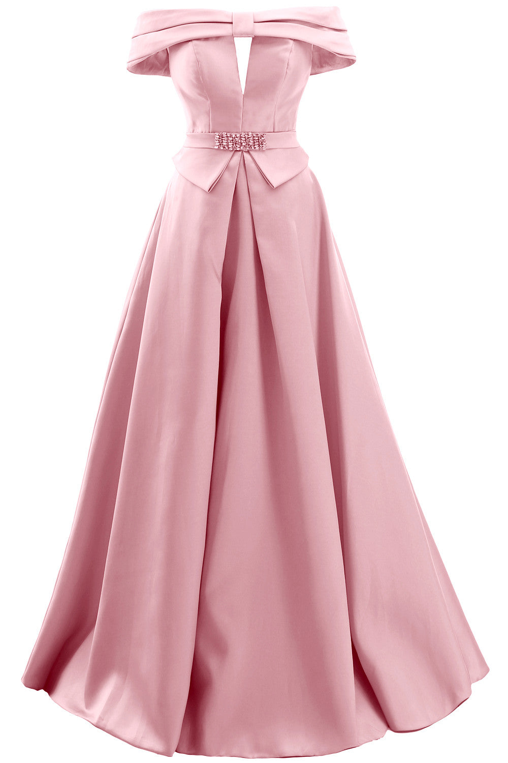 MACloth Damen Schulterfreies Satin-Maxikleid für Ball, formelle Party, Abendkleid