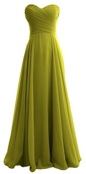 MACloth Women Sweetheart Chiffon A Line Long Bridesmaid Dresses Wedding Maxi