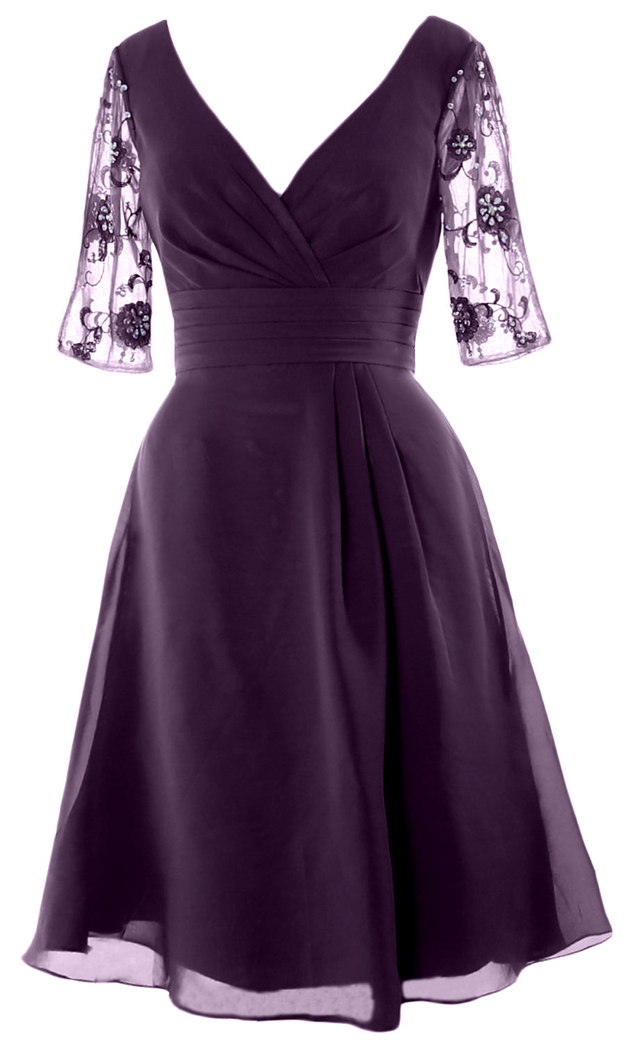 MACloth Vestidos cortos para madre de la novia, mangas cortas, escote en V, cóctel