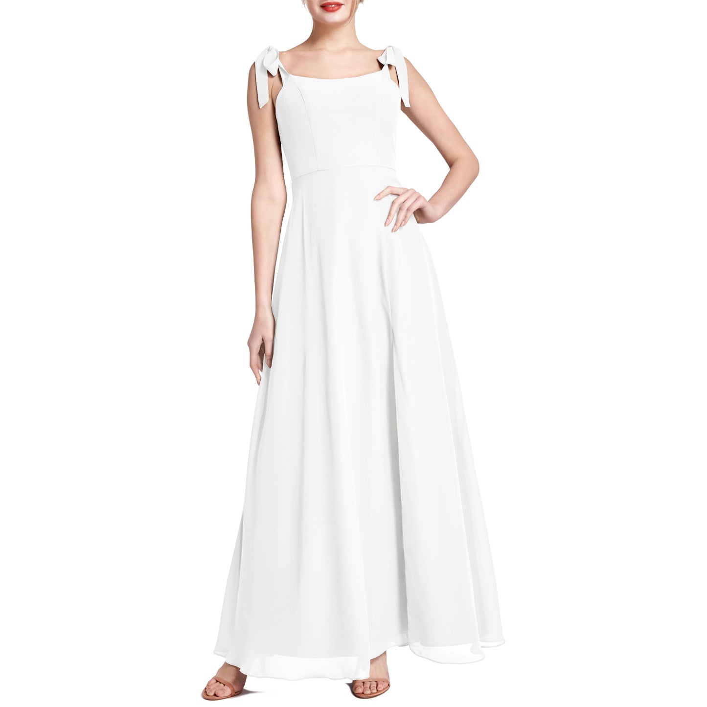 MACloth Damen Chiffon A-Linie Langes, hübsches Brautjungfernkleid für Hochzeit