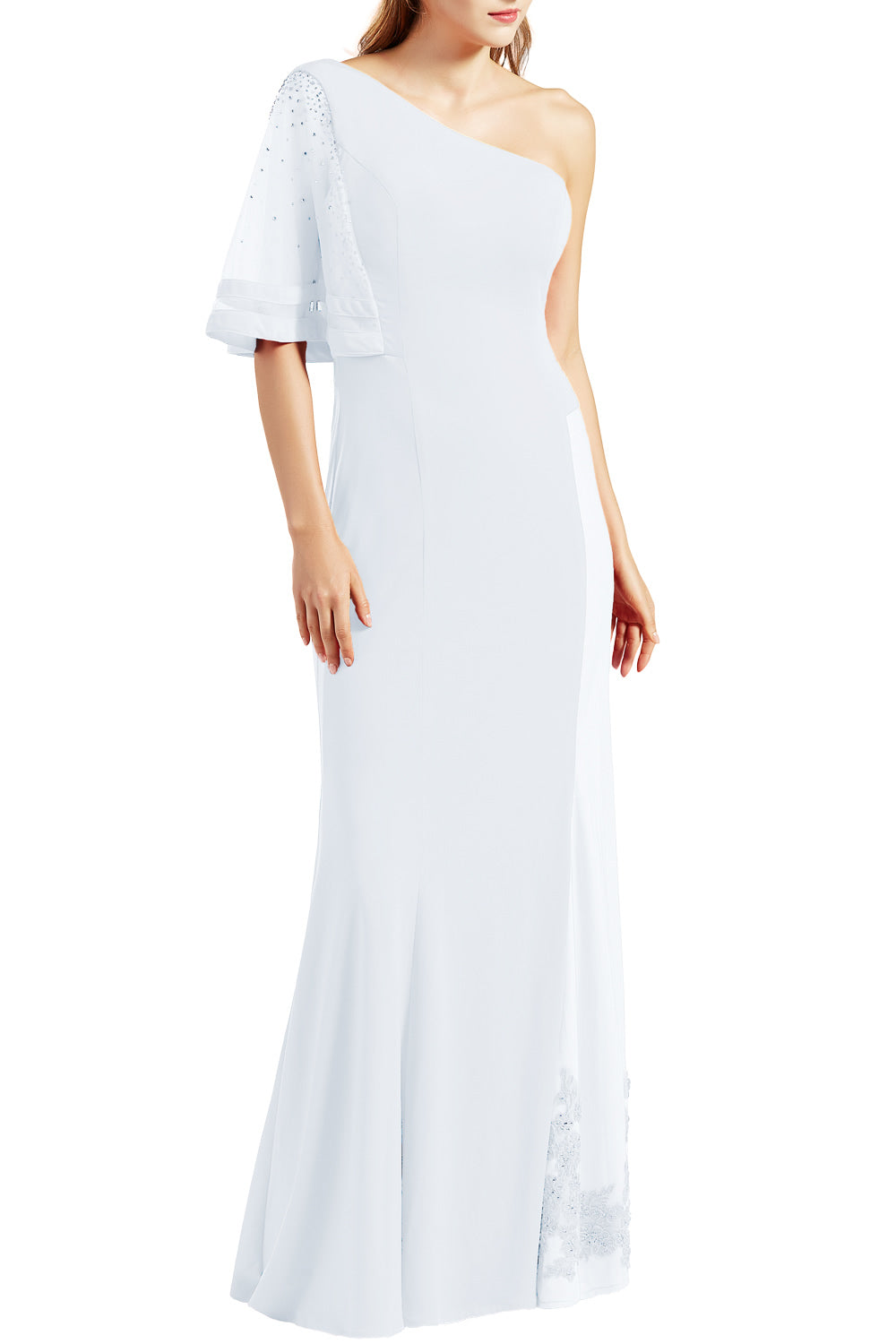 MACloth Women One Shoulder Prom Evening Gown Long Jersey Formal Party Dresses