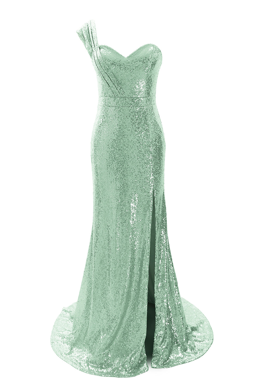 MACloth Women Sequin Bridesmaid Dress One Shoulder Long Prom Evening Gown Split Mint / Floor Length / US6 MACloth Women Sequin Bridesmaid Dress One Shoulder Long Prom Evening Gown Split Mint / Floor Length / US6