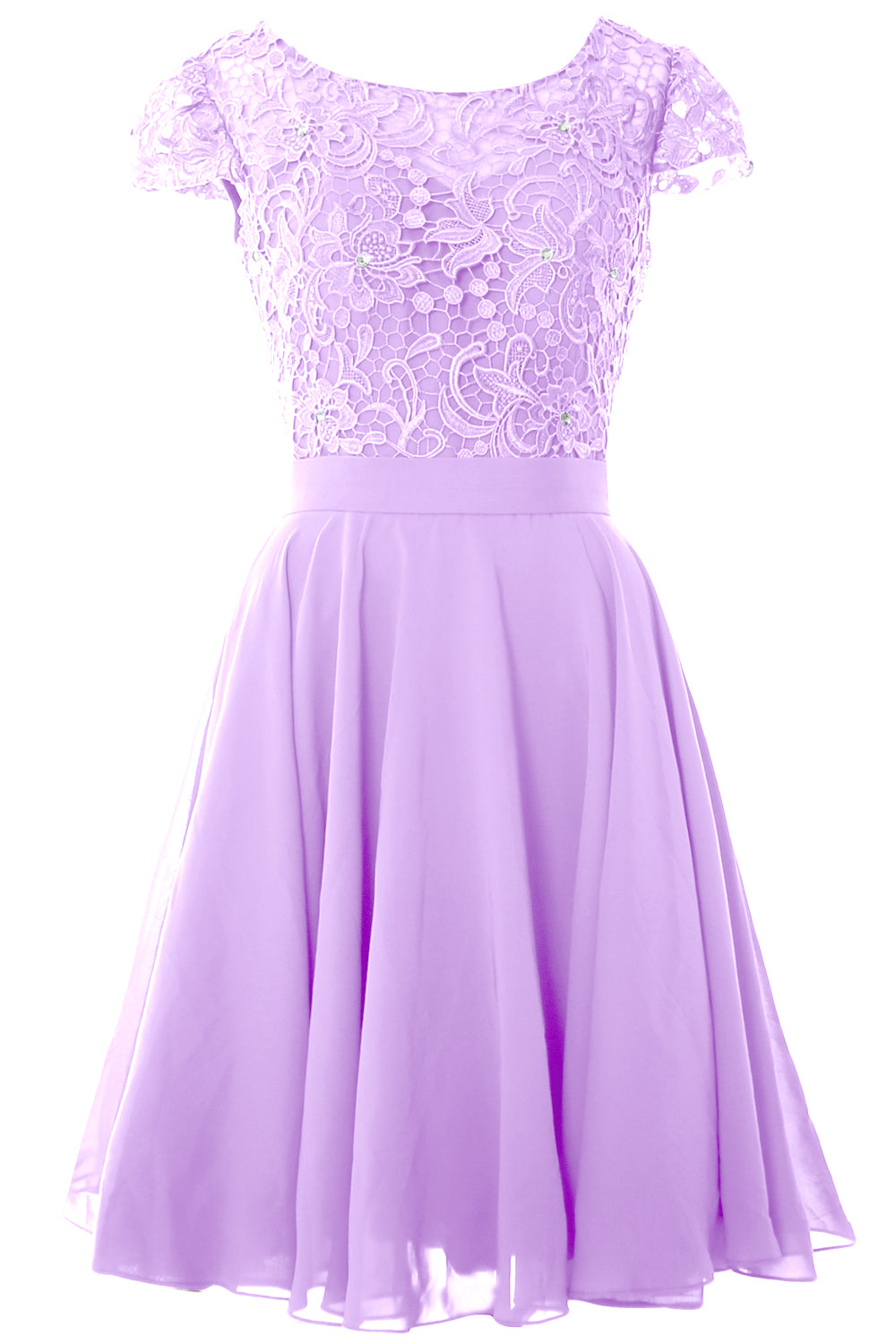 MACloth Women Short Cap Sleeve Lace Wedding Bridesmaid Mother Dresses Homecoming