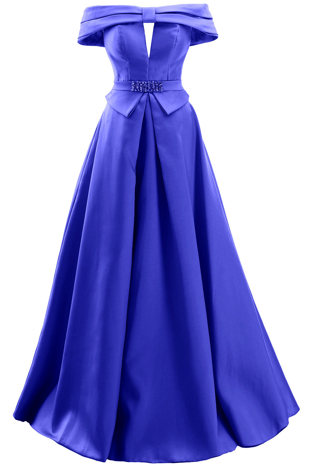 MACloth Damen Schulterfreies Satin-Maxikleid für Ball, formelle Party, Abendkleid