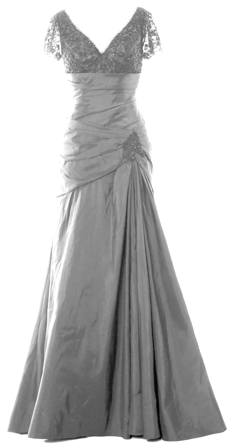 MACloth Mother of Bride Dresses Mermaid Short Sleeves Evening Party Formal Gown