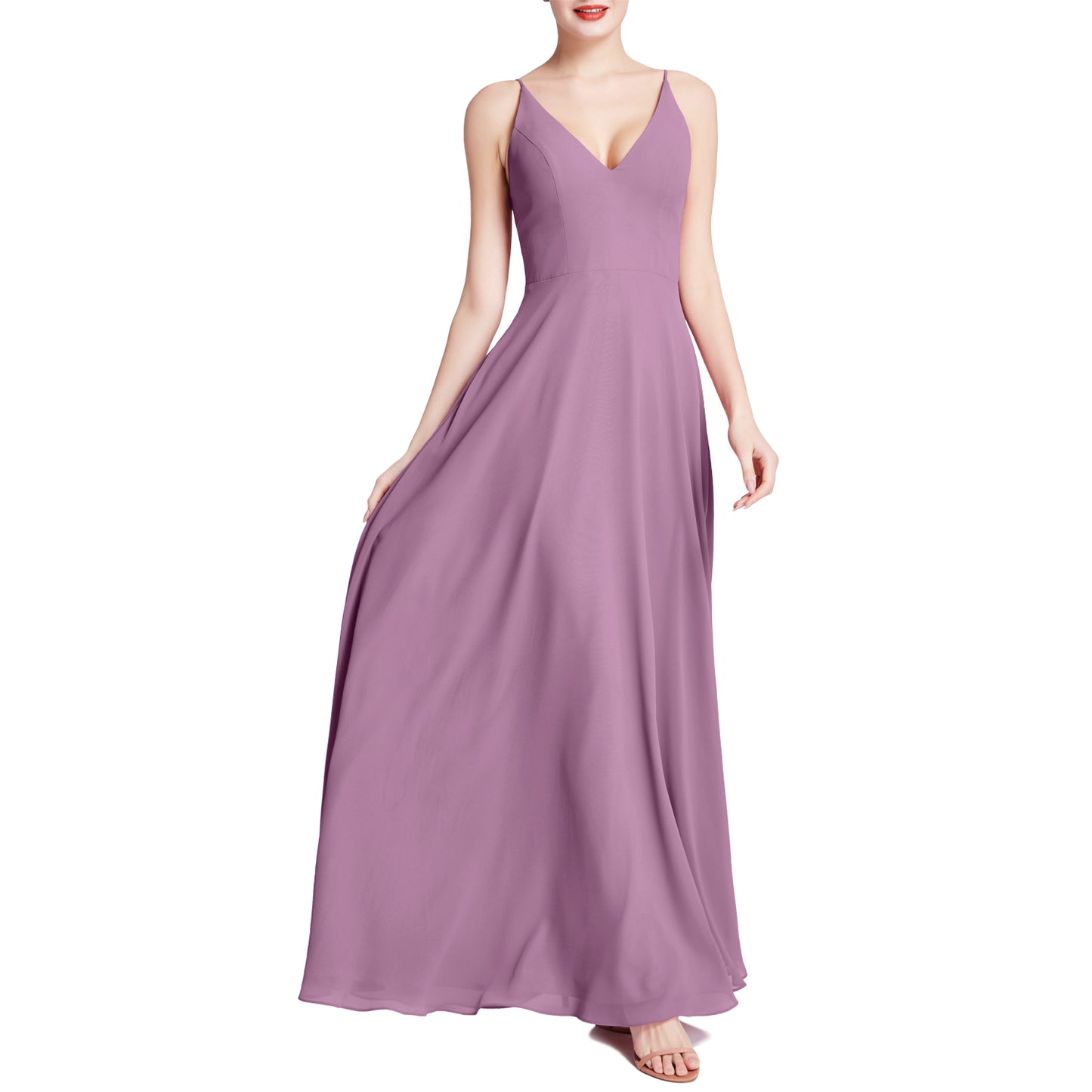 MACloth Mujeres Cuello en V Maxi Boda Fiesta Dama de Honor Vestidos Vestido de Noche