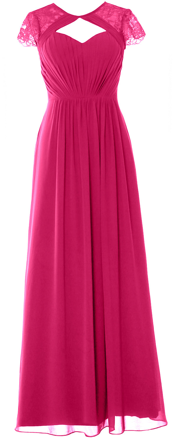 Vestido de dama de honor largo con mangas cortas elegante MACloth 2018 Vestido formal de noche