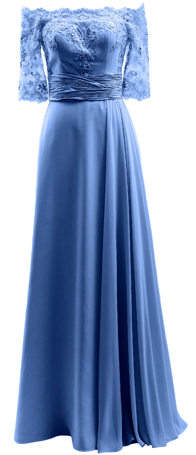 MACloth Damen-Kleid für die Brautmutter, schulterfrei, Spitze, lang, formelles Abendkleid