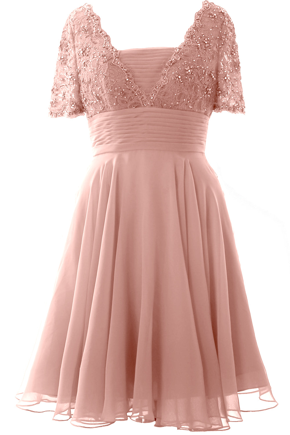 MACloth Damen Kleid für die Brautmutter, kurze Ärmel, Spitze, für Hochzeit, Party, formelles Kleid