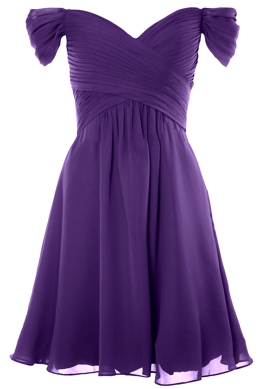 MACloth Damen Schulterfreies, kurzes Brautjungfernkleid für Hochzeit, Party, formelles Kleid