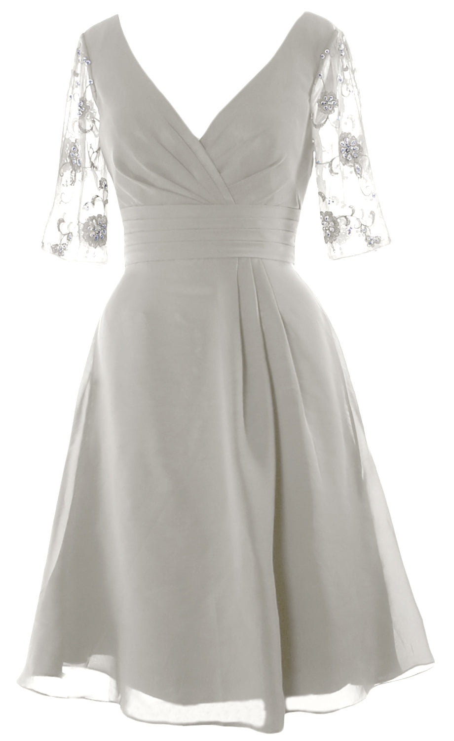 MACloth Vestidos cortos para madre de la novia, mangas cortas, escote en V, cóctel