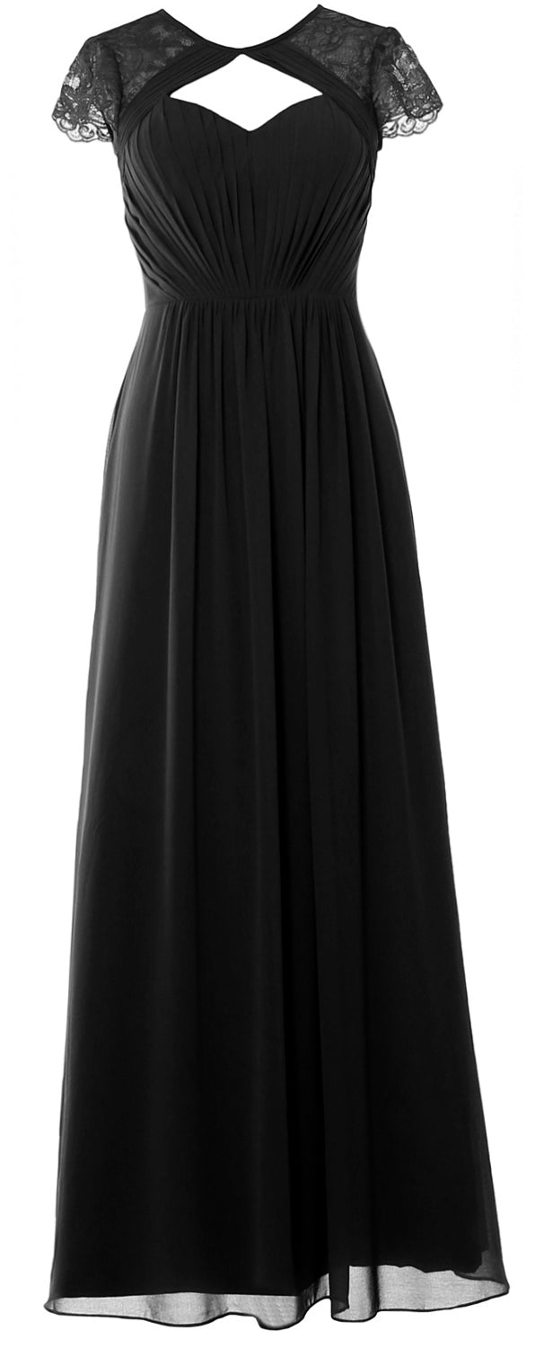 Vestido de dama de honor largo con mangas cortas elegante MACloth 2018 Vestido formal de noche