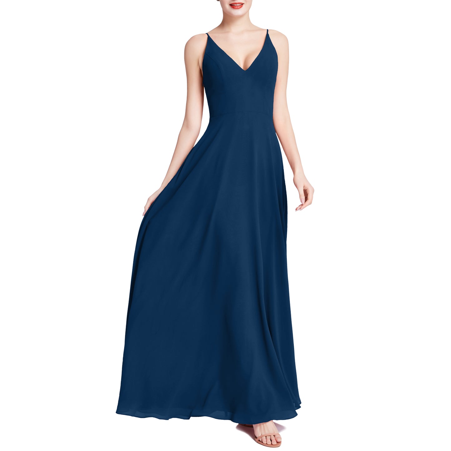 MACloth Mujeres Cuello en V Maxi Boda Fiesta Dama de Honor Vestidos Vestido de Noche