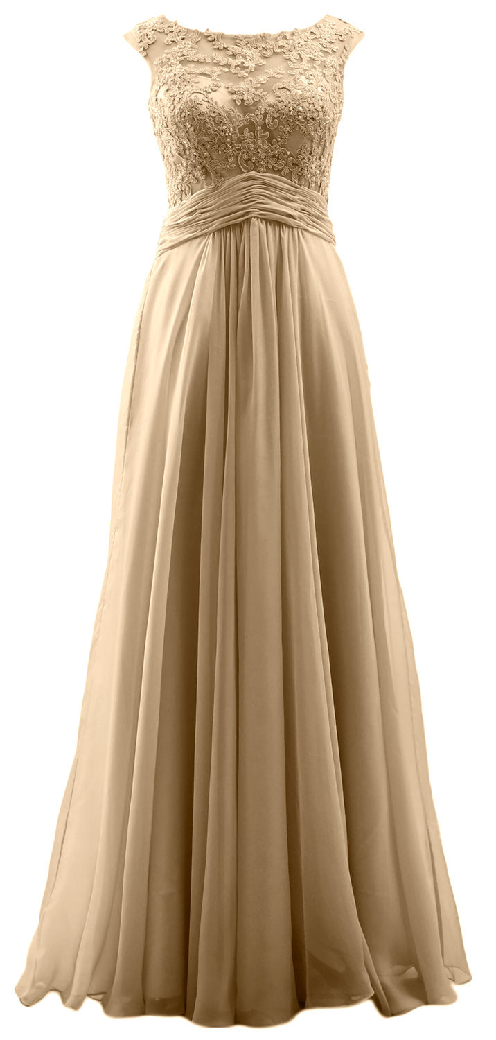Vestido de fiesta largo con mangas cortas y encaje de gasa de MACloth