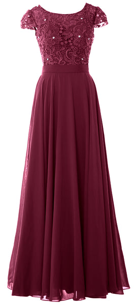 MACloth Women Mother of Bride Dresses Cap Sleeves Wedding Bridesmaid Rehearsal
