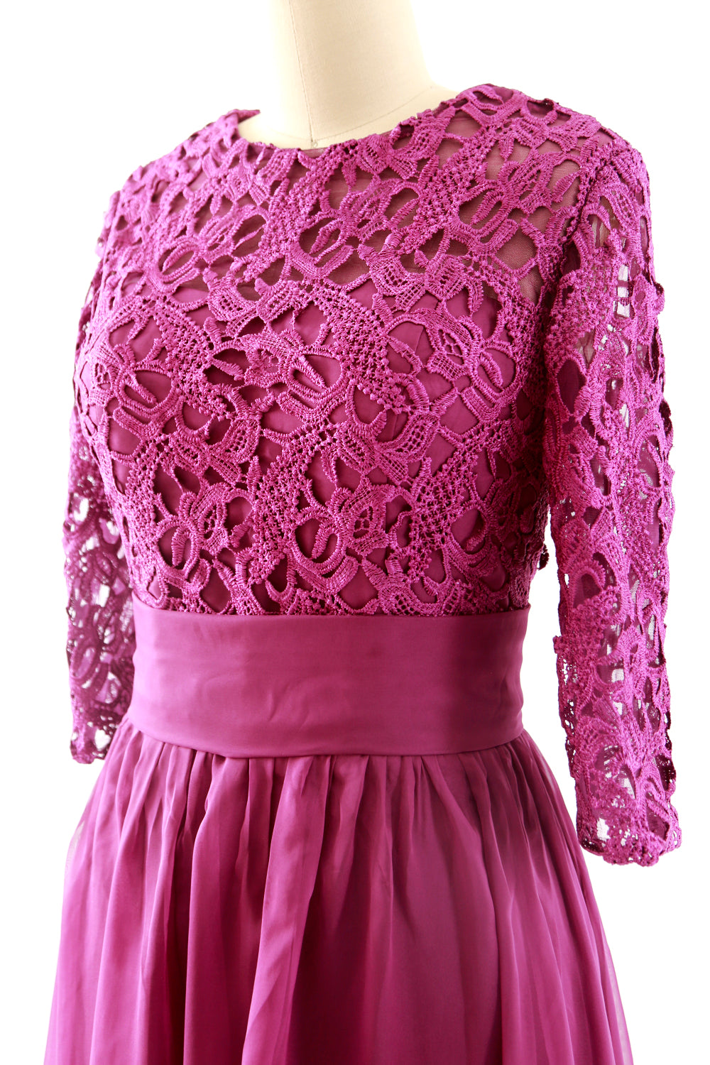 MACloth Women 3/4 Sleeve Lace Short Mother of Bride Dress Formal Evening Gown