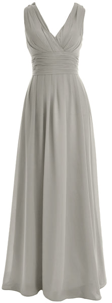 MACloth Long Romantic Wedding Party Bridesmaid Dresses V neck Sleeveless
