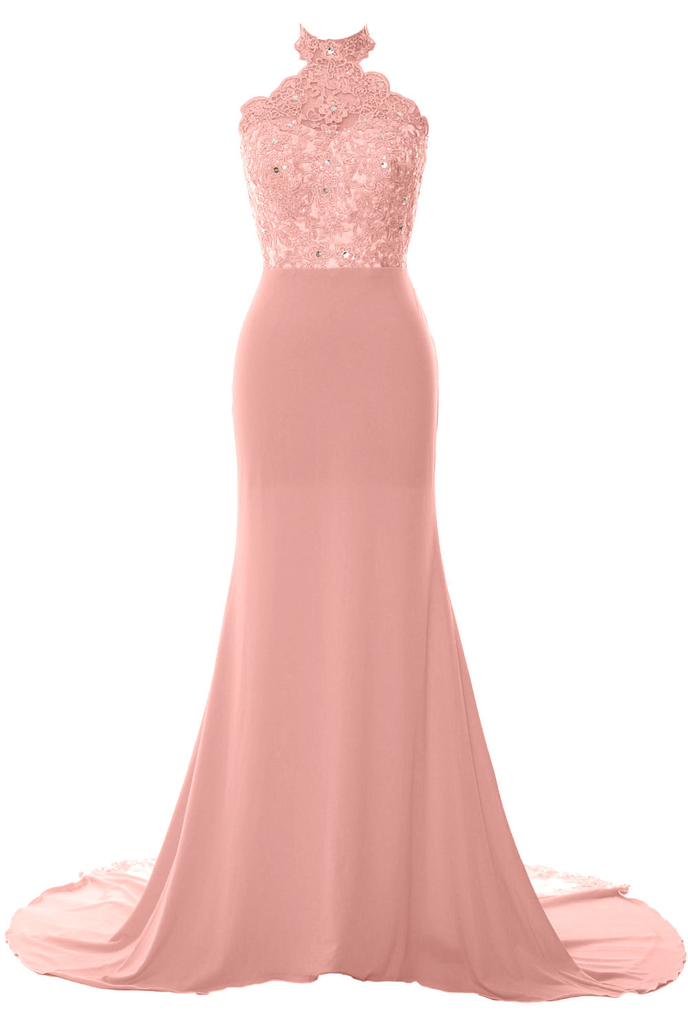 MACloth Women Prom Dresses Mermaid Sleeveless Lace Evening Party Formal Gown