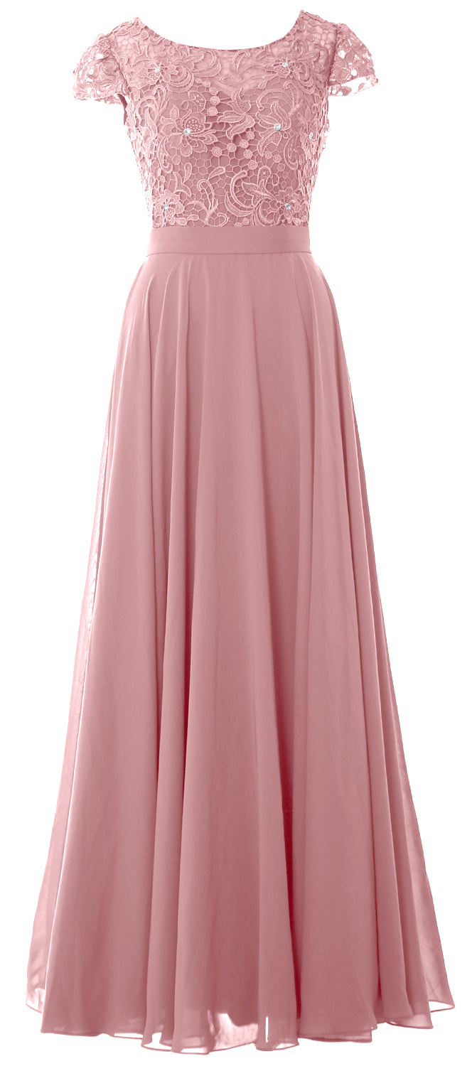 MACloth Damen Kleider für die Brautmutter mit Flügelärmeln, für Hochzeit, Brautjungfer, Probe