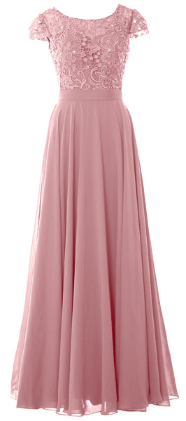 MACloth Women Mother of Bride Dresses Cap Sleeves Wedding Bridesmaid Rehearsal
