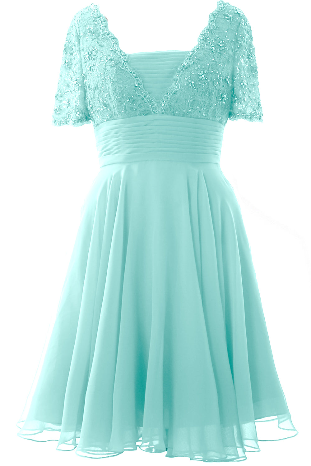 MACloth Damen Kleid für die Brautmutter, kurze Ärmel, Spitze, für Hochzeit, Party, formelles Kleid