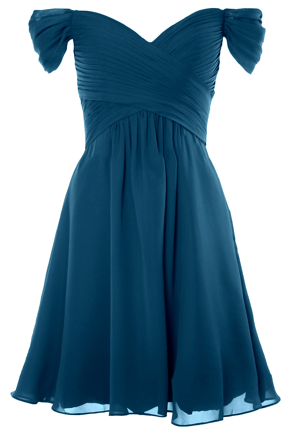 MACloth Damen Schulterfreies, kurzes Brautjungfernkleid für Hochzeit, Party, formelles Kleid