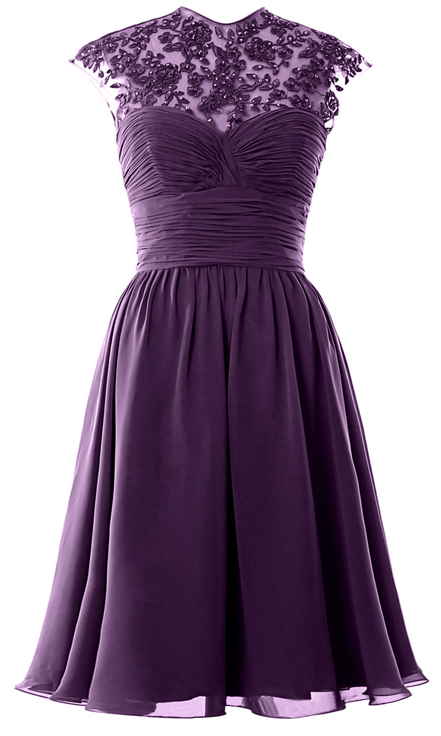 Women High Neck Cap Sleeve Lace Short Bridesmaid Dress Wedding Party Ball Gown